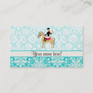 Teal Damask Equestrian Visitkort