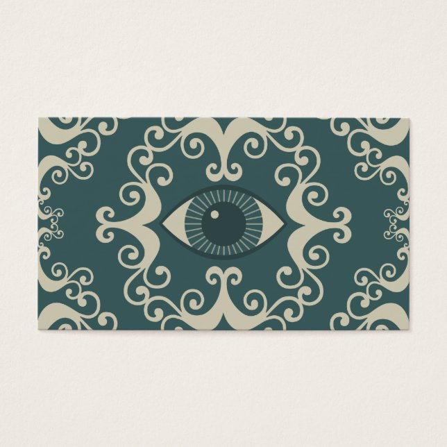 Teal Damask Eyeball Psychic Reader-kort Visitkort (Framsidan)
