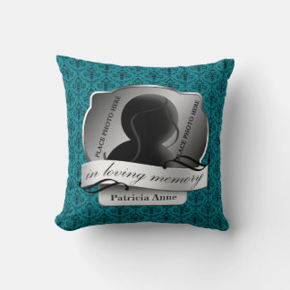 Teal Damask "in loving Memory" i Memoriam Kudde