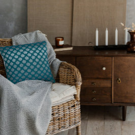 Teal Damask Kastkudde Kudde