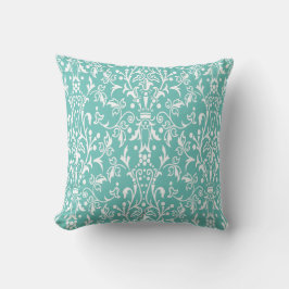 Teal Damask Kudde