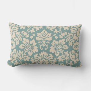 Teal Damask Lumbar Dekorativ kudde