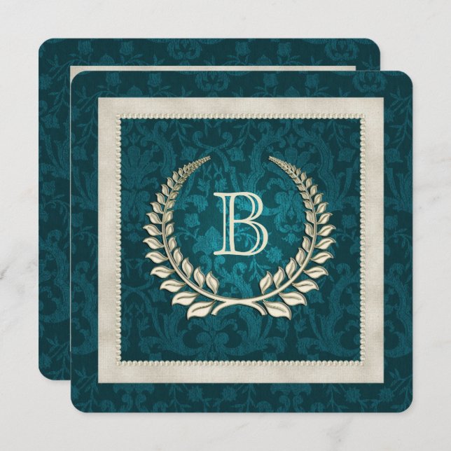 Teal damask och Pearls bröllop vow-förnyelse Inbjudningar (Fram/baksida)