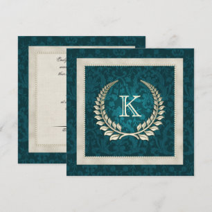 Teal damask och Pearls bröllopsinbjudan Inbjudningar
