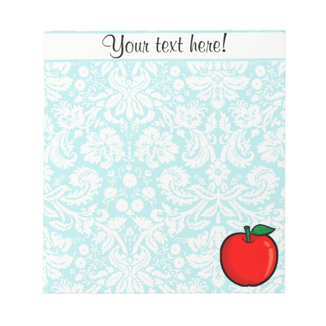 Teal Damask Pattern Apple Anteckningsblock (Framsida)