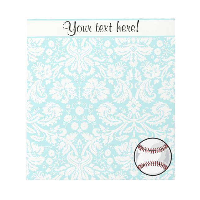 Teal Damask Pattern Softball Anteckningsblock (Framsida)