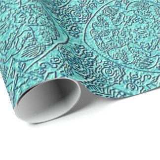 Teal damask struktur mönster presentpapper