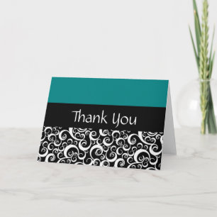 Teal Damask Swirls tackkort