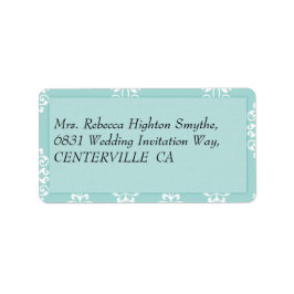 Teal Damask Wedding Adressetikett