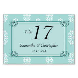 Teal Damask Wedding Bordsnummer