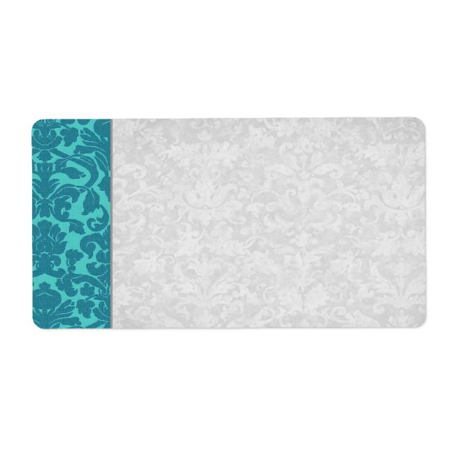 Teal Damask Wedding Fraktsedel (Framsidan)