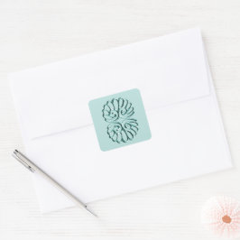 Teal Damask Wedding Fyrkantigt Klistermärke