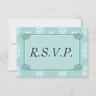 Teal Damask Wedding OSA Kort