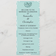 Teal Damask Wedding Program