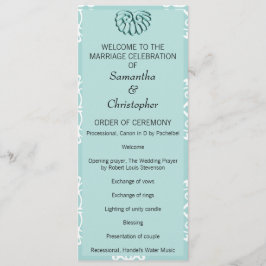 Teal Damask Wedding Program