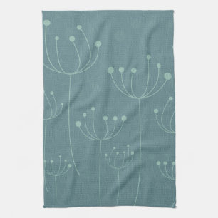 Teal Dandelion Flowers Kökshandduk