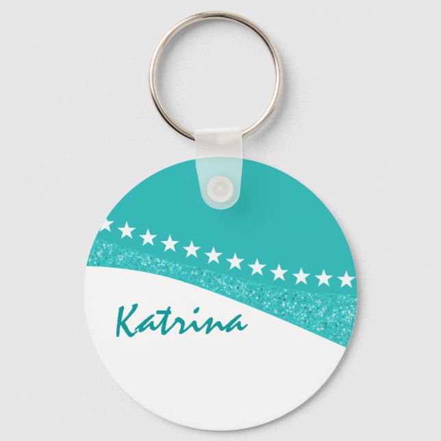Teal Dazzling Star Kurvor Keychain Nyckelring (Framsida)