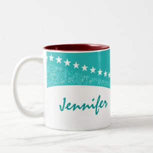 Teal Dazzling Star Kurvor Mugg