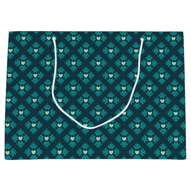 Teal Deco Hearts Patterned (Framsidan)