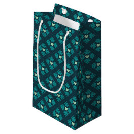 Teal Deco Hearts Patterned Gift Bag