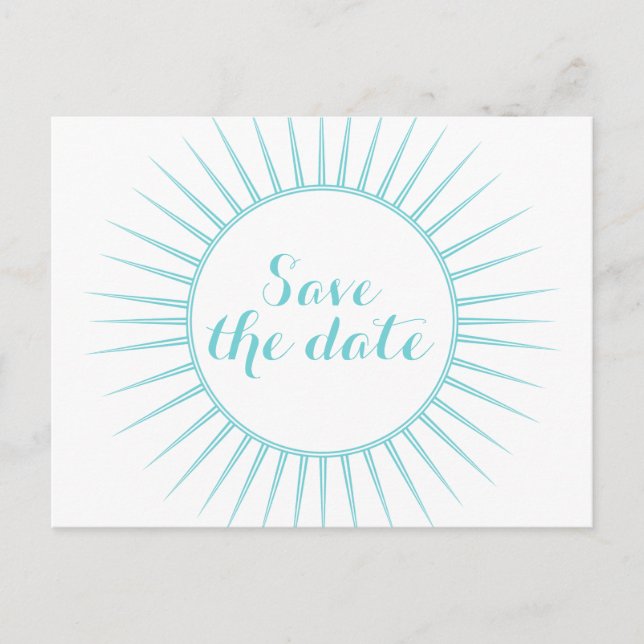 Teal Deco Retro Save Date Postcard Meddelande Vykort (Framsida)