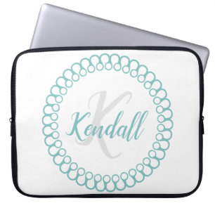 Teal Decorative Monogram Laptop Fodral