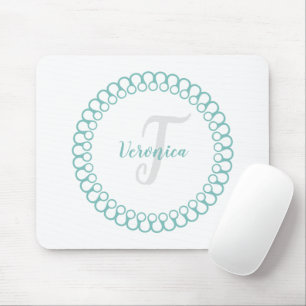 Teal dekorationscirkel Monogram musknapp Musmatta