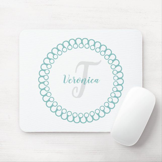 Teal dekorationscirkel Monogram musknapp Musmatta (Med mus)