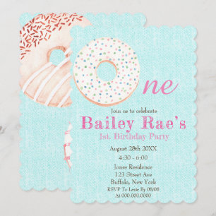 Teal Denim Donuts & Sprinkles 1st Birthday Party