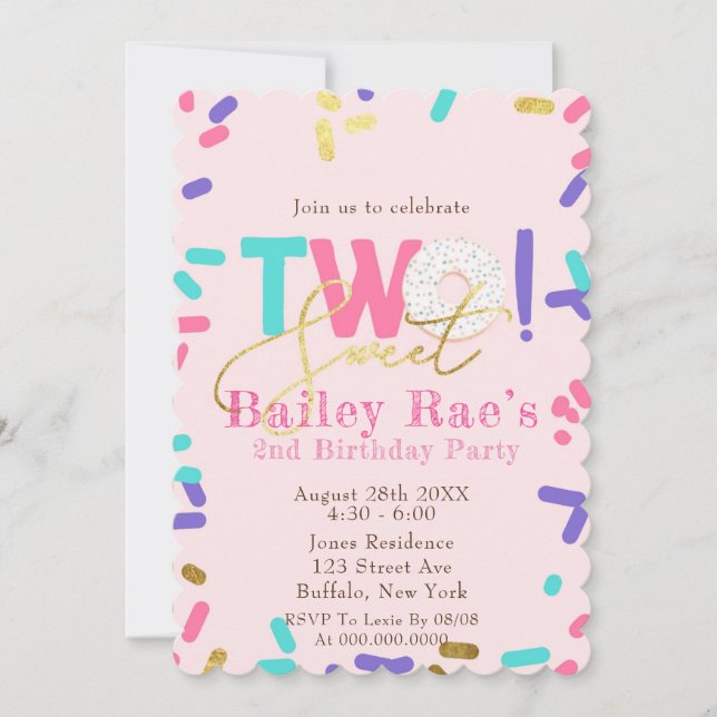 Teal Denim Donuts & Sprinkles 2:a födelsedagen Par (Framsida)