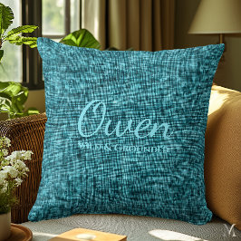 Teal Denim Struktur | Personlig - Rustic Home Kudde