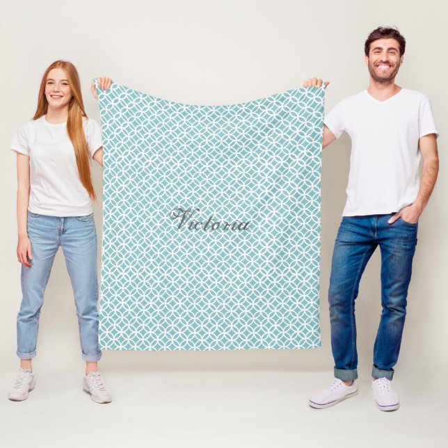 Teal Diamond Mönster Personlig Fleecefilt (På plats)