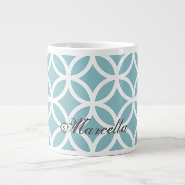 Teal Diamond Mönster Personlig Jumbo Mugg (Framsidan)