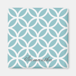 Teal Diamond Mönster Personlig Magnet