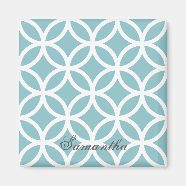 Teal Diamond Mönster Personlig Magnet (Framsidan)