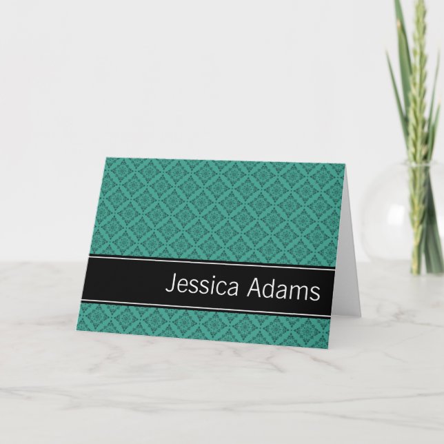 Teal Diamonds Mönster Personlig Anteckningskort (Framsida)