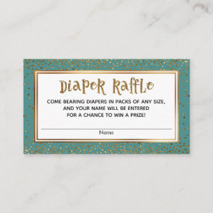 Teal Diaper Raffle-kort med accenter från Guld Gli Tilläggskort