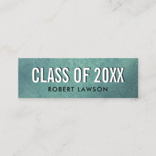 Teal Distress Class Studenten Namn Card Mini Visitkort