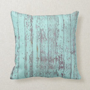Teal Distress Rustic Wood Kudde