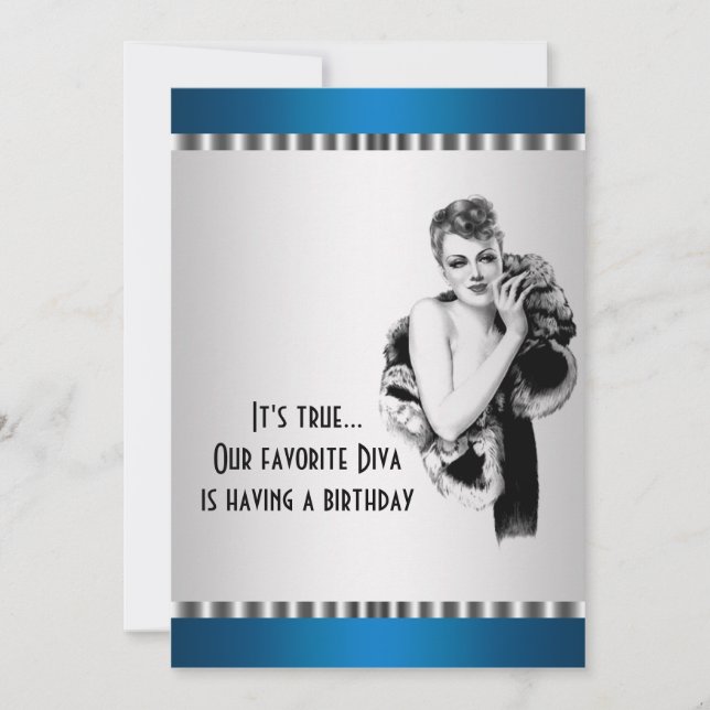 Teal Diva Födelsedagsfest inbjudan (Framsida)