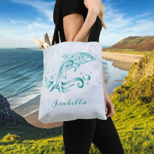 Teal Dolphin Personlig Tote Bag Tygkasse