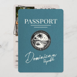 Teal Dominican Republic Passport Save Date Spara Datumet