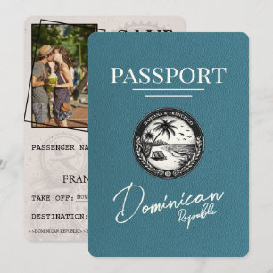 Teal Dominican Republic Passport Save Date Spara Datumet