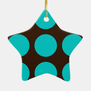 Teal Dots on Chocolate Brown Julgransprydnad Keramik