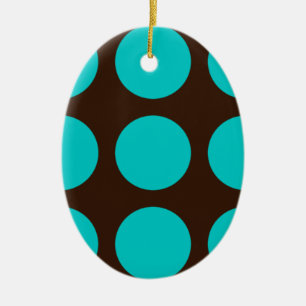 Teal Dots on Chocolate Brown Julgransprydnad Keramik
