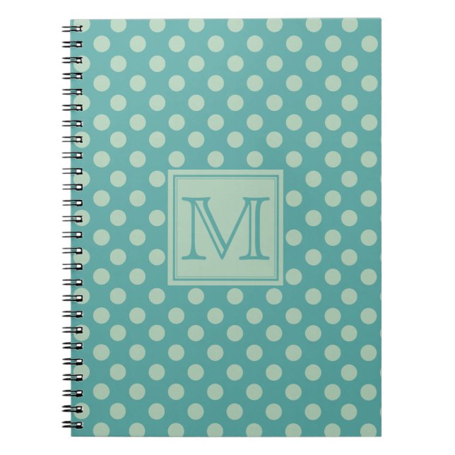 Teal Dots Pattern Monogram Anteckningsbok (Framsidan)