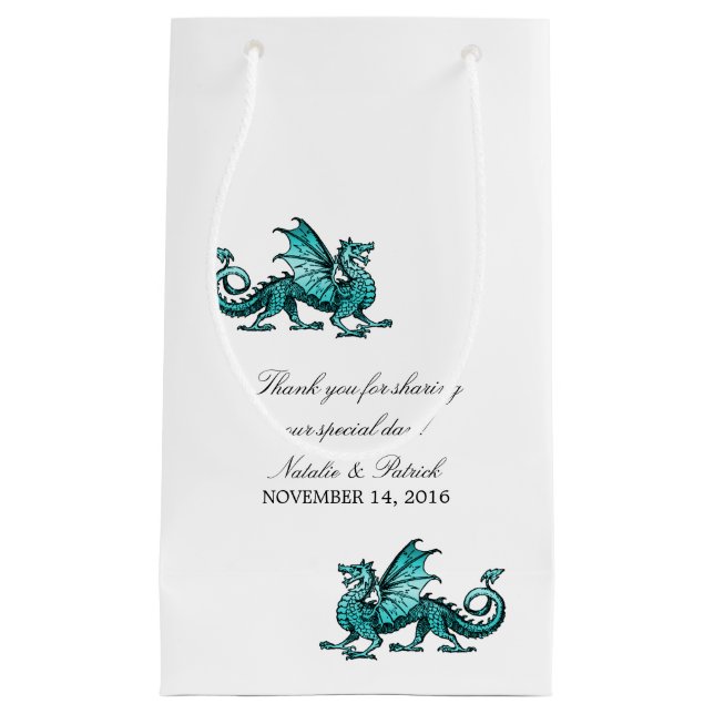 Teal Dragon Bröllop Gift Bag (Framsidan)