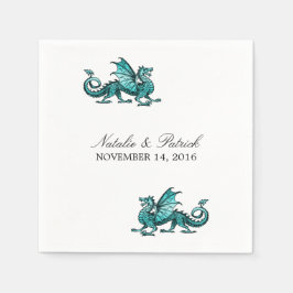 Teal Dragon Bröllop Pappra Napkins Pappersservett