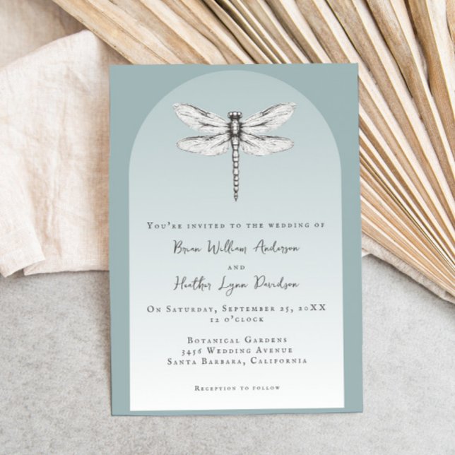 Teal Dragonfly Bröllop Inbjudningar (Teal Dragonfly Wedding Invitation)