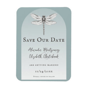 Teal Dragonfly Bröllop Magnet
